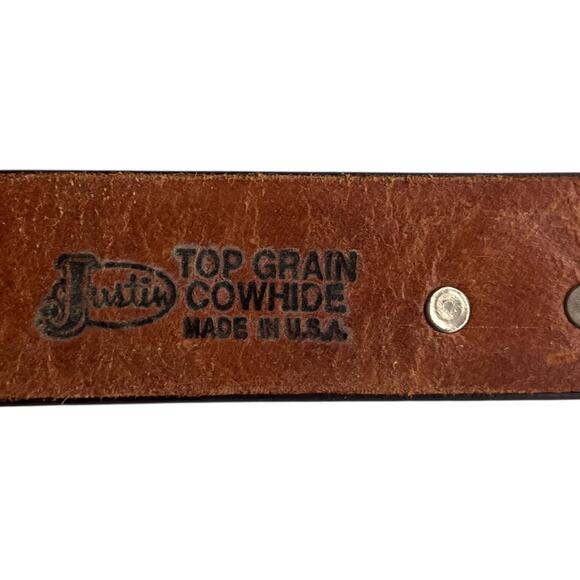 Vintage Justin Womens Leather Belt Heart Cabochon Detail Brown Silver XS/S/M? - Picture 6 of 6